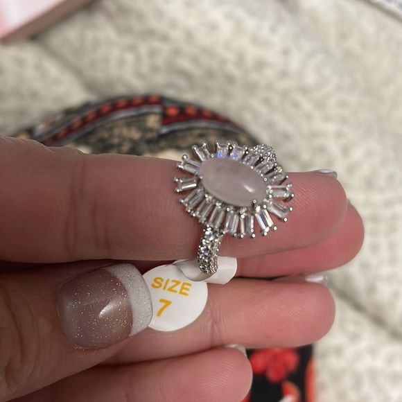 Bomb Party Genuine Rose Quartz Ring Size 7 - Picture 3 of 5